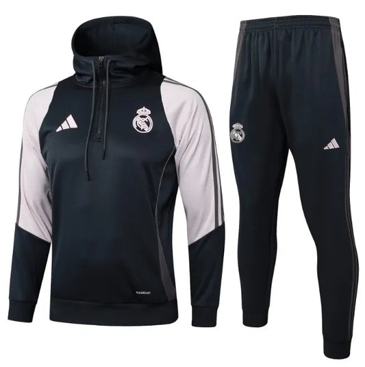 Real Madrid 24/25 Hooded Tracksuit Dark Grey