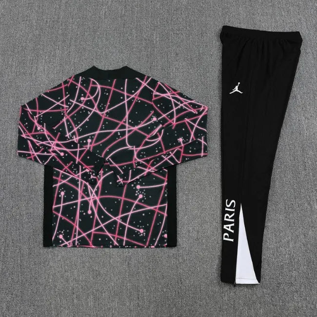 Paris PSG 25/26 Zipper Tracksuit Pink and Black