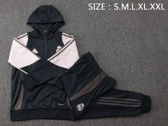 Real Madrid 24/25 Hooded Tracksuit Dark Grey