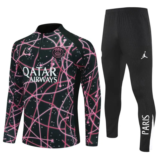 Paris PSG 25/26 Zipper Tracksuit Pink and Black