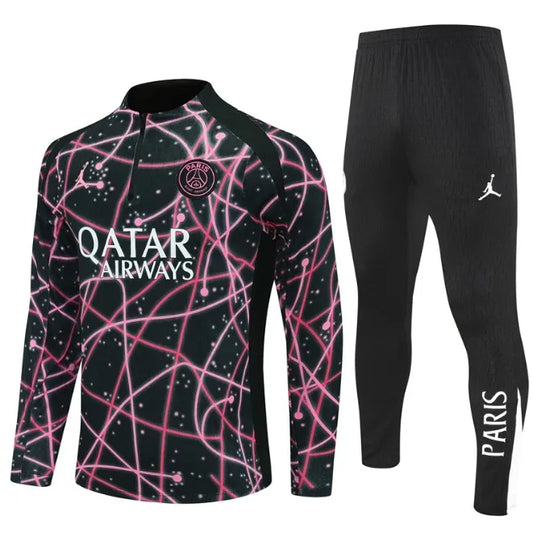 Paris PSG 25/26 Zipper Tracksuit Pink and Black