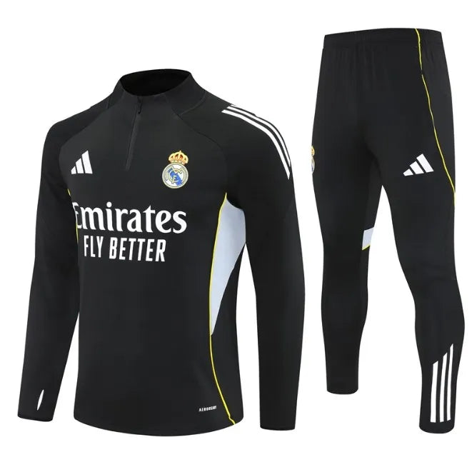 Real Madrid 25/26 Zipper Tracksuit Black