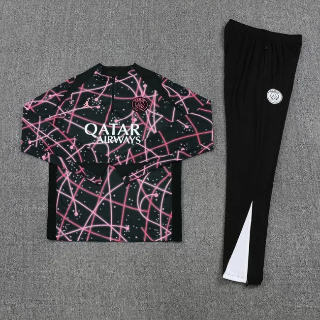 Paris PSG 25/26 Zipper Tracksuit Pink and Black