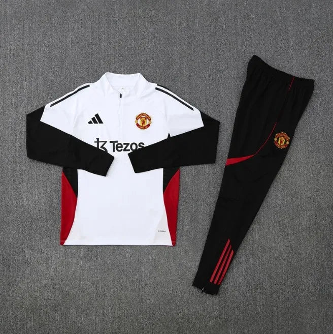 Manchester United 25/26 Zipper Tracksuit White