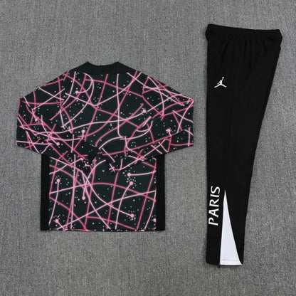 Paris PSG 25/26 Zipper Tracksuit Pink and Black