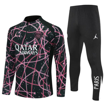 Paris PSG 25/26 Zipper Tracksuit Pink and Black