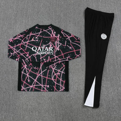 Paris PSG 25/26 Zipper Tracksuit Pink and Black